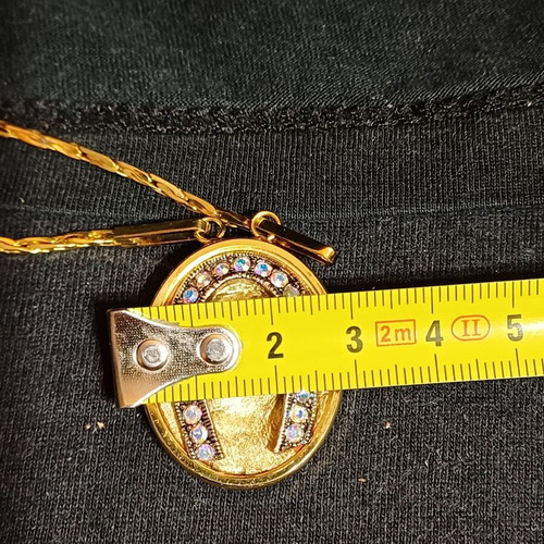 Pendant like new gold-tone horseshoe with zircon crystal