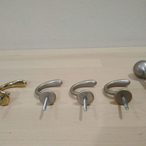 Curtain support bases set used, 8 bronze pieces, silver and gold