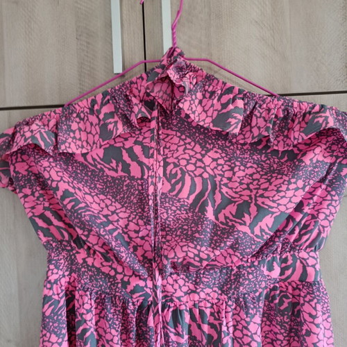 Regalinas airy maxi dress like new, pink with grey animal print