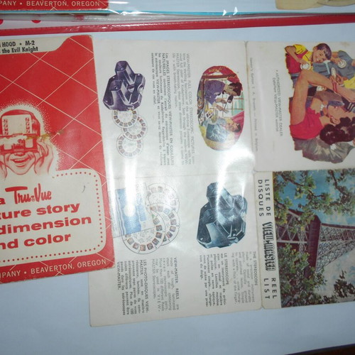 View-Master children's films 1957 used, foreign language catalog and empty box
