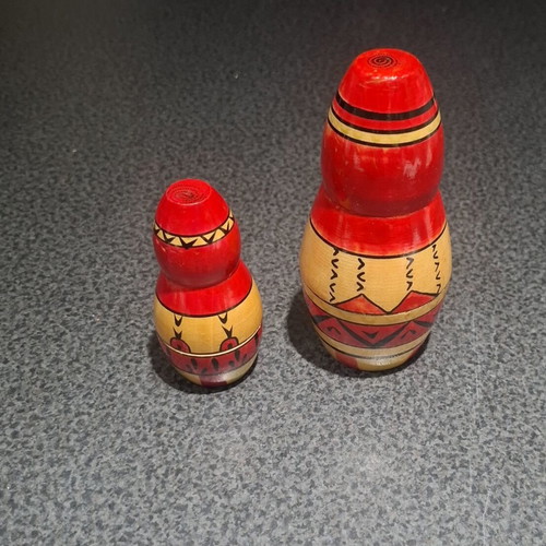 Vintage Russian Matryoshka Dolls set of 2 used, handmade wood