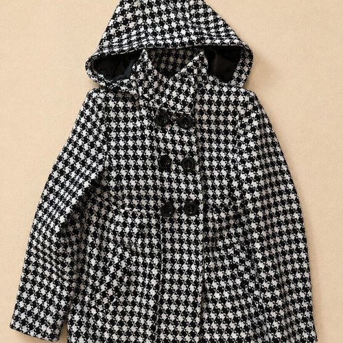 Rothschild children's coat black and white with hood, size 8
