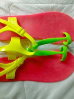 Women's sandals flip-flops like new, colorful, silicone, size 39