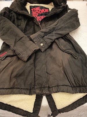 Superdry Long Women's Parka Jacket Used, Black, Size Large