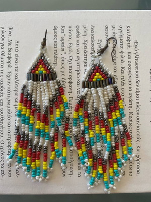 Dangling earrings used with woven beads in ethnic style