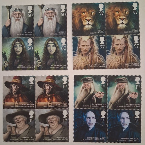 2011 Royal Mail Magical Realms stamp set, Harry Potter, Narnia, Discworld, Arthurian legend