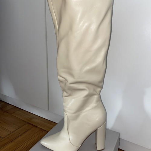 La Bottine Souriante beige knee-high boots used, size 37, 10cm heel