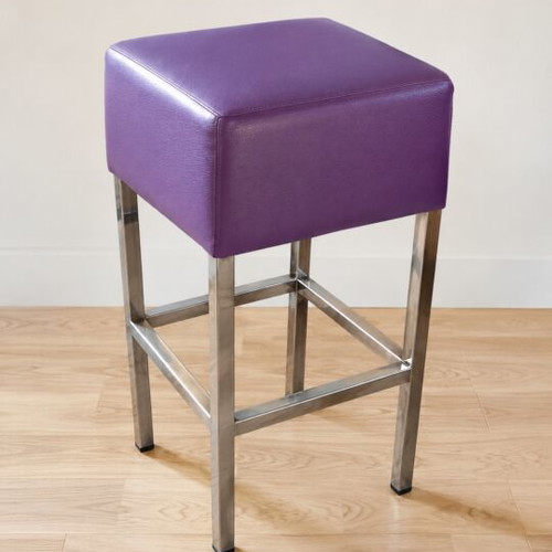 Bar stools with metal frame, like new, purple leatherette seat