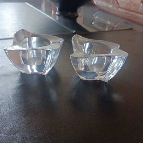 Villeroy & Boch NewWave crystal tealight holders set of 2, used