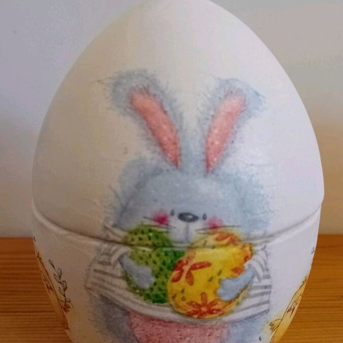 Handmade ceramic Easter egg with decoupage like new