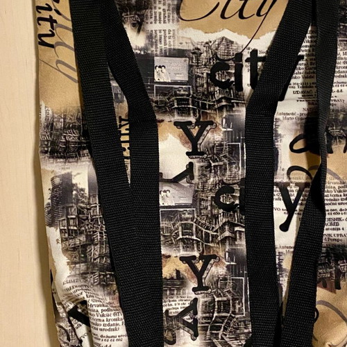 Backpack fabric new, black and beige, shoulder bag