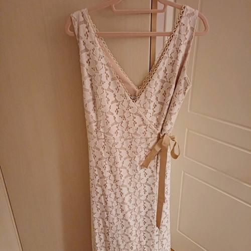 Desiree maxi formal dress new, white and beige, size M
