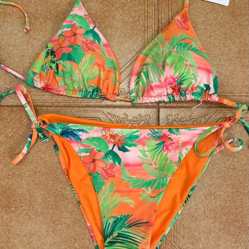 Double Face Floral Bikini Set and Pareo M new, multicolor