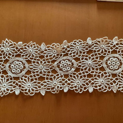 Vintage Crochet Table Runner Handmade, 75x26 cm, white natural