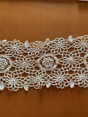 Vintage Crochet Table Runner Handmade, 75x26 cm, white natural