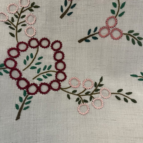 Handmade tablecloth 74×74 cm like new, embroidered floral design