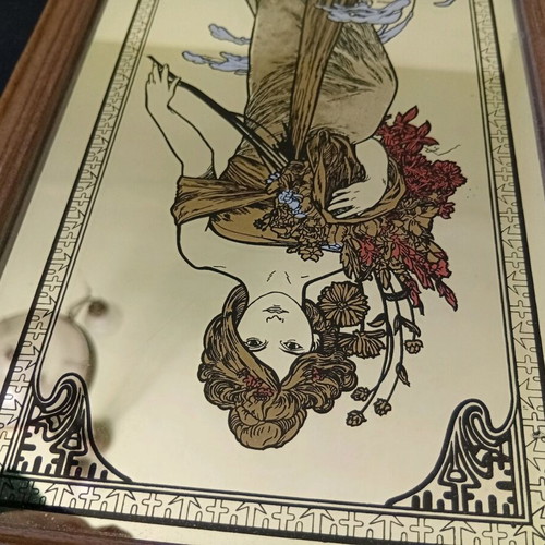 Mirror picture like new, set of 2 pieces 32.5/17.5 cm, wooden frames
