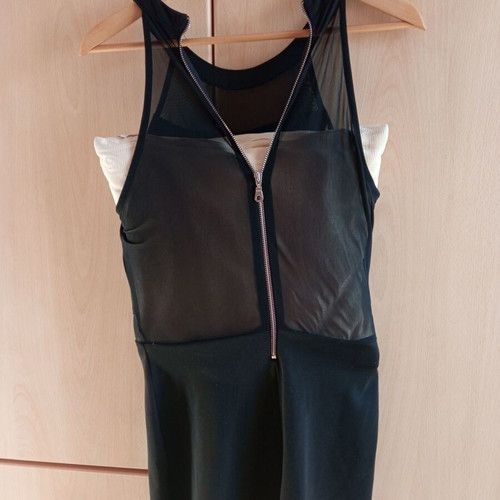 Morena Spain Black Evening Midi Dress with Mesh Details size L like new