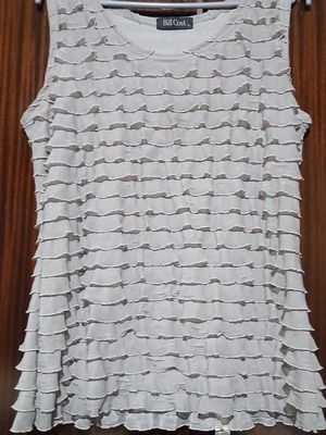 Bill Cost sleeveless top L, grey with ruffles