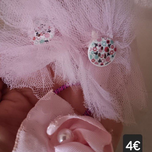 Children's handmade hair accessories used, set of 3, pink multicolor
