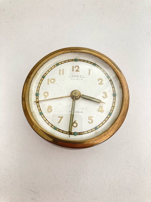 Lancel 7 Jewels wind-up alarm clock used, analog tabletop