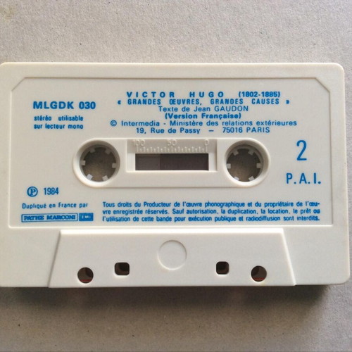 Victor Hugo Grandes Oeuvres Grandes Causes cassette tape used