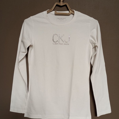Unisex white long-sleeve shirt like new, round neck