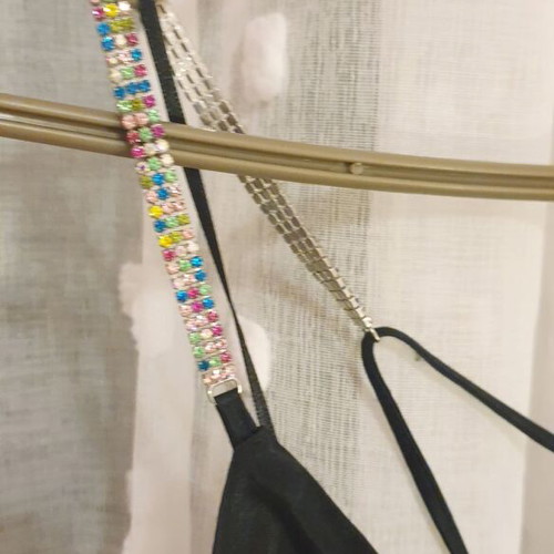 Satin dress Bershka with unique straps like new, black, size S
