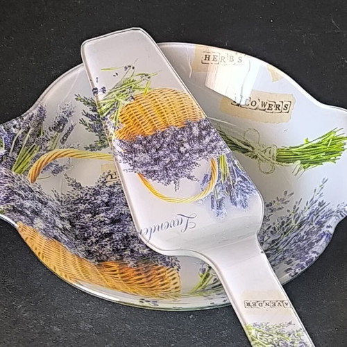Painted glass bowl with spatula like new set