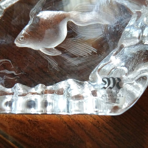 Mats Jonasson crystal sculpture like new, Sweden full lead fish