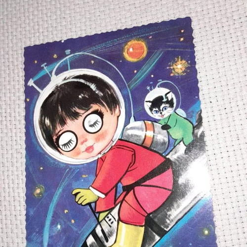 Collectible cards with blinking eyes, set of 3, Germany