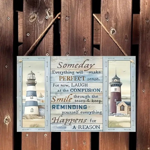 Wooden sign with Old Lighthouse theme new