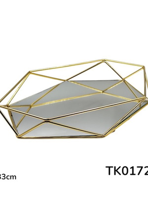 Polygonal tray gold, new, 41x33 cm