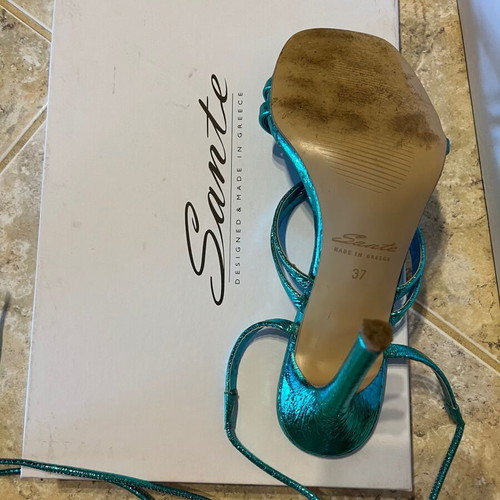 Sante high-heeled sandals like new, turquoise, size 37