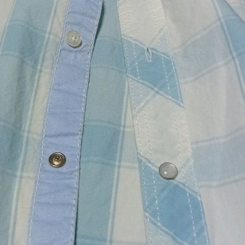 Paper Denim & Cloth short sleeve shirt new, 100% cotton, white and blue