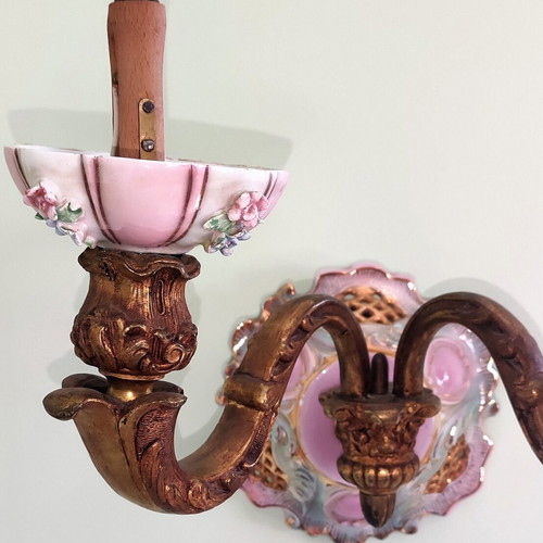 Vintage wall light applique used, porcelain
