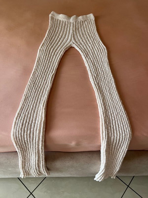 Mango cream perforated palazzo pants, size S