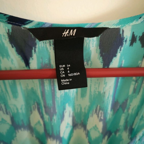 H&M dress used, turquoise, size 34