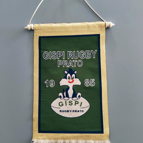 GISPI Rugby Prato vintage sports banner used 1985 30cm