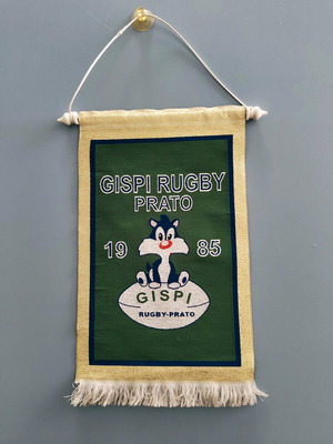 GISPI Rugby Prato vintage sports banner used 1985 30cm