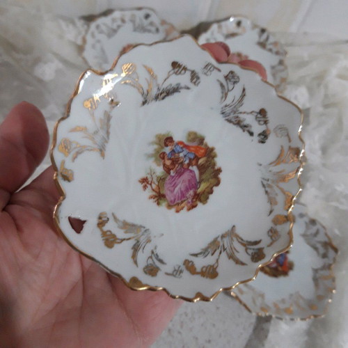 Vintage dessert plates used, set of 6, 10 cm diameter