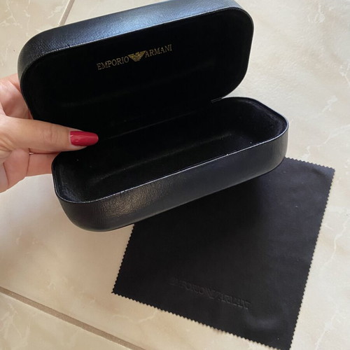 Emporio Armani glasses case and cleaning cloth used, black