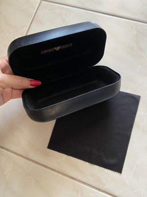 Emporio Armani glasses case and cleaning cloth used, black