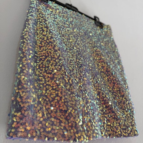 Women's mini skirt with multicolored sequins used, size S