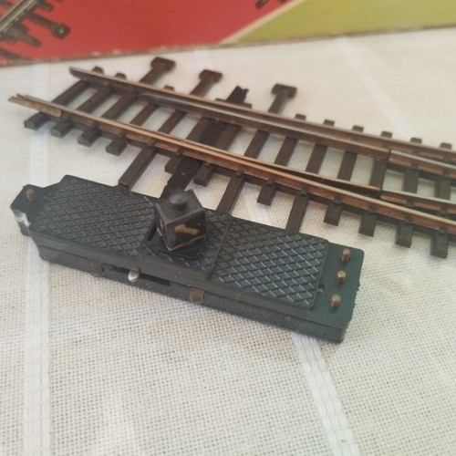 HO scale railway switch parts with bridge pieces and direction change base