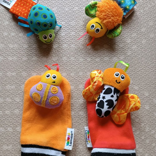 Lamaze rattles used with socks and wristbands