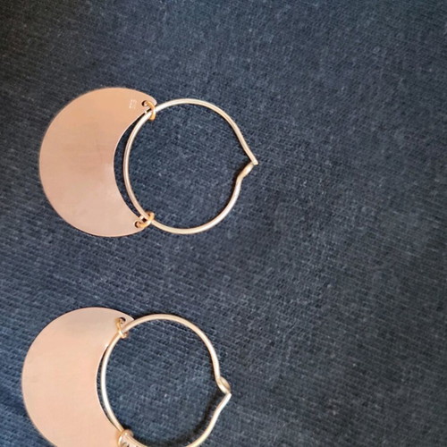 Silver Hoop Earrings with Copper Like New