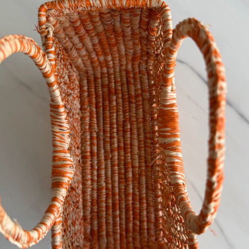 Straw bag new beige-orange 16x10x7