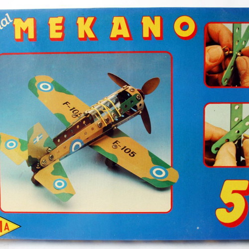Vintage 70's Meccano Mekano metal construction Greek airplane F-105 EPA new