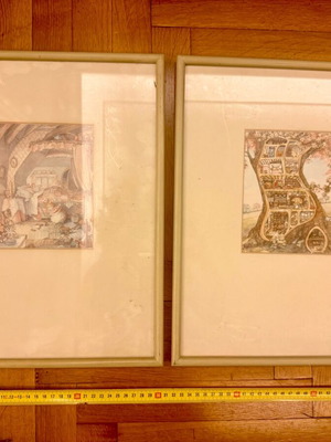 Set of 2 vintage children's illustration frames used